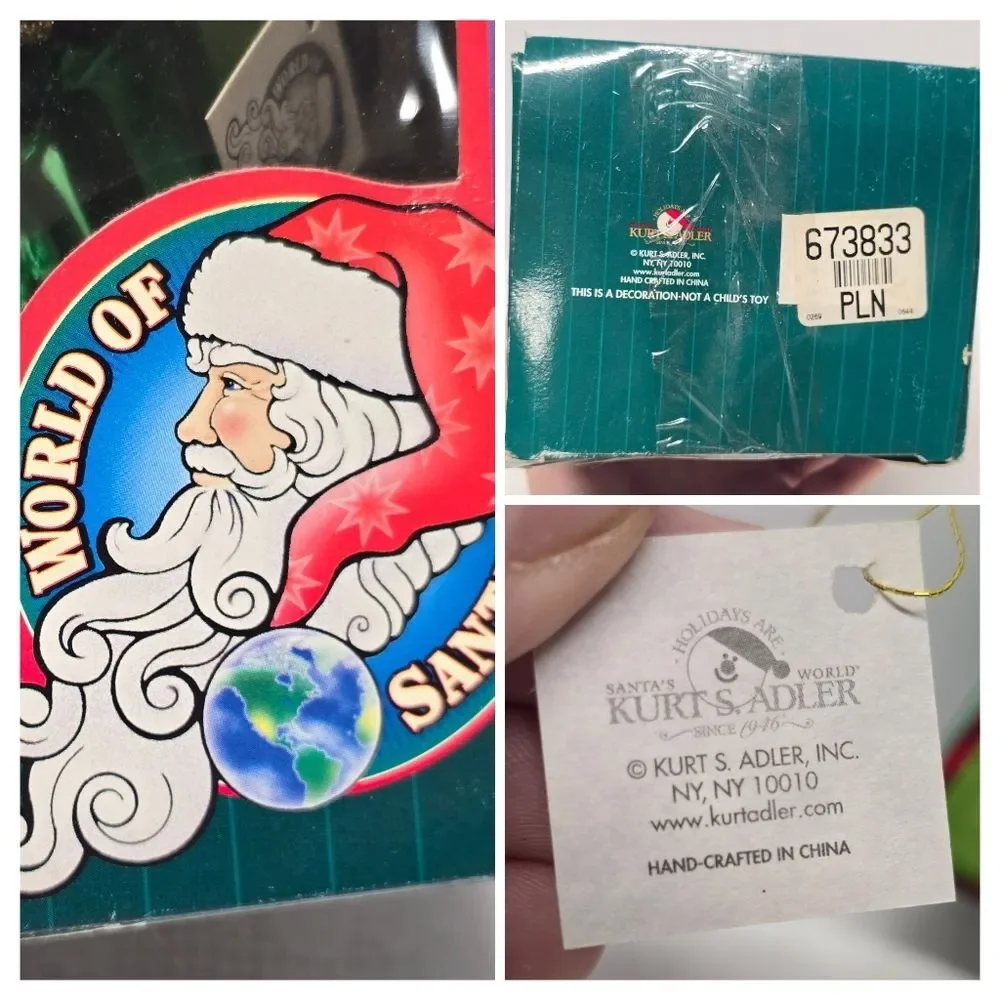 Kurt Adler World of Santas Irish Santa Green Glass Vintage Christmas Ornament